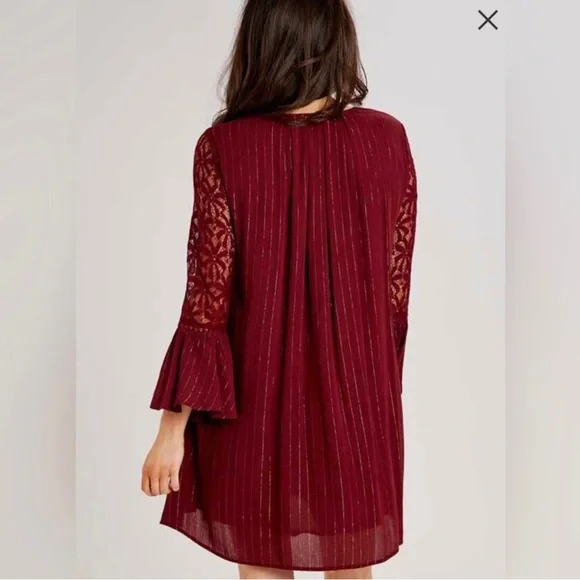 Altar’d State Long Sleeve Tunic Dress w/ lace detailing - Picture 5 of 12